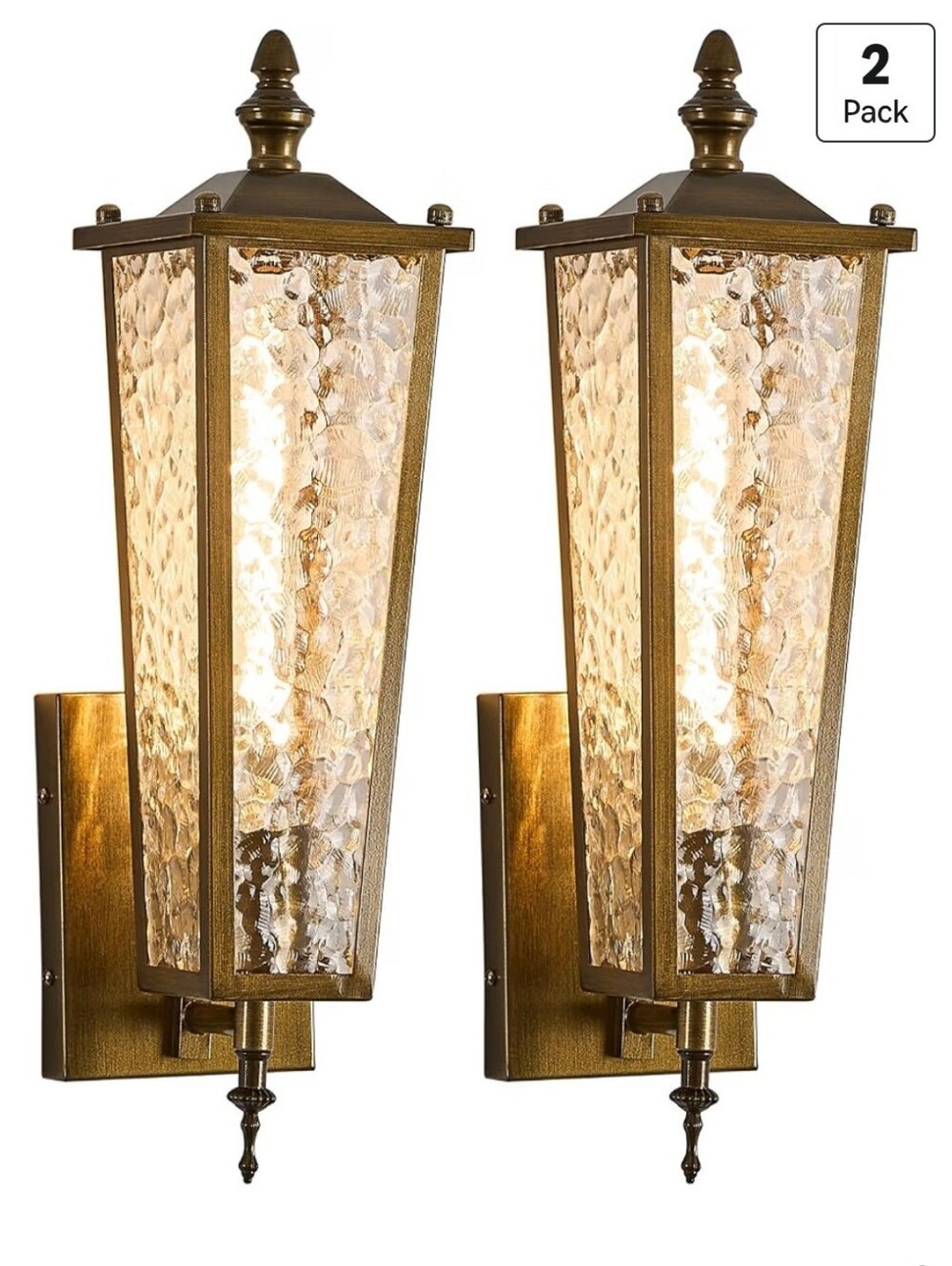 2 Pack Outdoor Vintage Gold Wall Sconce